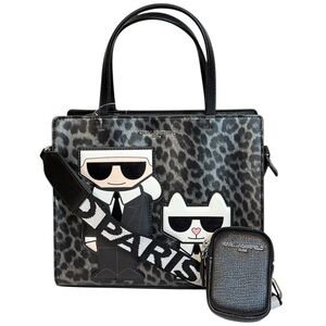 NWT Karl Lagerfeld Paris, Leopard Print Hand Bag Crossbody Satchel LH7DZ8BJ.